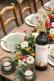 Drop of Sunshine Red Blend on a banquet table