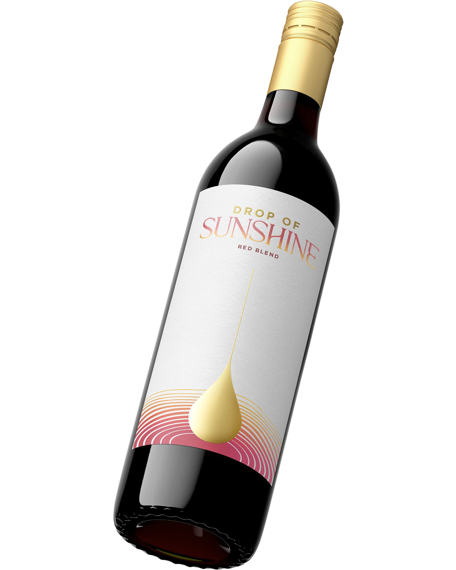 beauty shot of a Drop of Sunshine Red Blend bottle at an angle