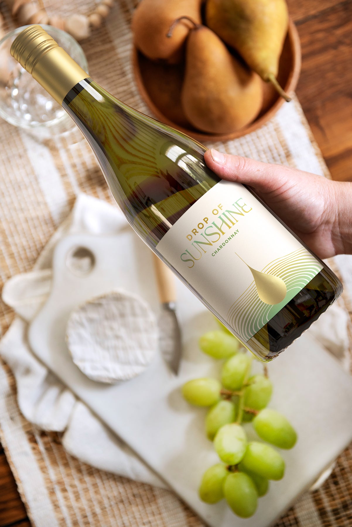 Drop of Sunshine Chardonnay paired with appetizers